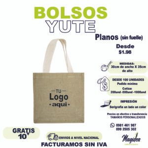 Descubre nuestra exclusiva colección de bolsos de yute 100% naturales y biodegradables, la alternativa ecológica perfecta para quienes buscan productos sostenibles sin comprometer estilo y funcionalidad. Nuestros bolsos ecológicos de yute son ideales para compras, playa, eventos, uso diario y promociones empresariales conscientes con el medio ambiente.